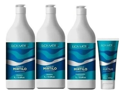  Kit Mirtilo 2 Shampoos + Condicionador 1l + Leave-in 180ml
