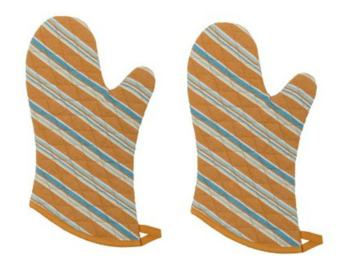 Now Designs Basic Oven Mitts, Kumquat Stripe, Set Of 2