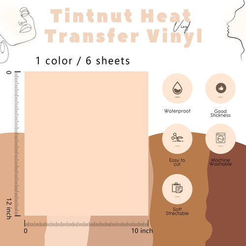 Vinilo Termoadhesivo Htv En Tono De Piel Tintnut, 6 Hojas De