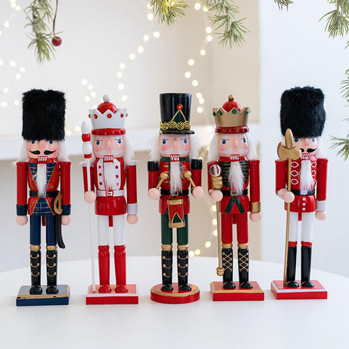 5 Figuras De Cascanueces De Madera, Decoración Navideña De