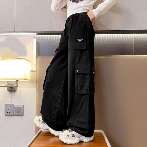 Calças Femininas Com Vários Bolsos, Cor Sólida, Funcionam, E