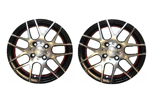 Kit 2 Llantas Aleacion Deportiva Qc 715 R14 4x100