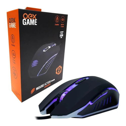 Mouse Gamer Rgb Led Action V2 Oex Usb Ms300