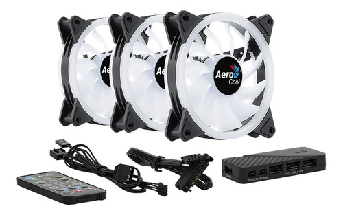 Imagen 2 de 9 de Kit 3 Ventiladores Aerocool 120mm Duo 12 Pro Rgb