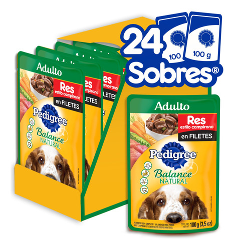 Sobres Pedigree X24 Balance Natural Perro Adulto 100g C/u