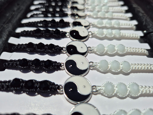 Set 12 Pulseras Para Parejas Ying Yang Novio Amigo Amor Dije Blanco 22 Cm 15 Cm