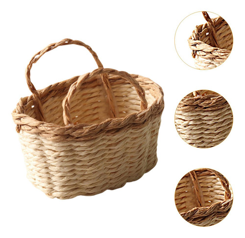 Mini Canasta De Almacenamiento De Casa De Muñecas A Alto