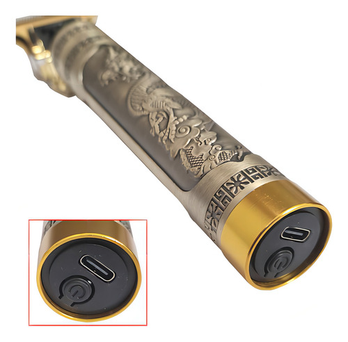 Máquina Acabamento Sem Fio Cabelo Pelos Barba Recarregável Cor Dourado-escuro 127/220V
