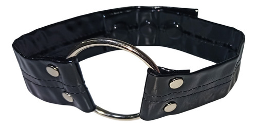 Choker De Charol Grueso Collar Con Aro Argolla 5cm Regulable Negro