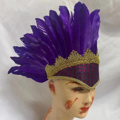Disfraz De Carnaval De Plumas Con Forma De Tocado Ajustable