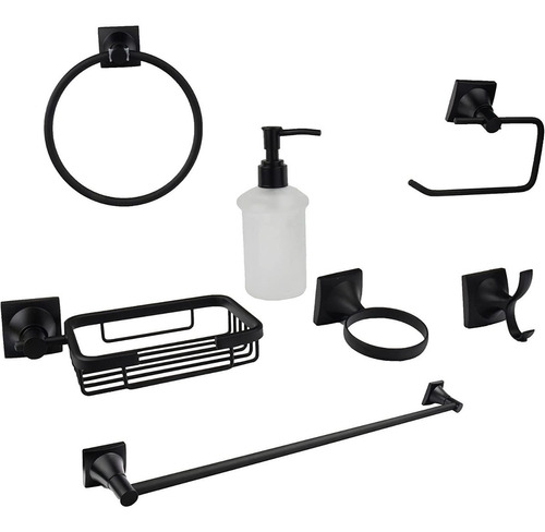 Set De Accesorios Para Baño Negro