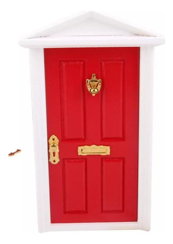 Llave De Puerta Exterior En Miniatura 1/12 Para Casa En Rojo