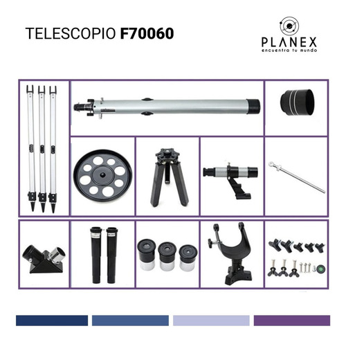 Telescopio Astronómico Monocular F70060 Planex + Soporte + Control Bluetooth