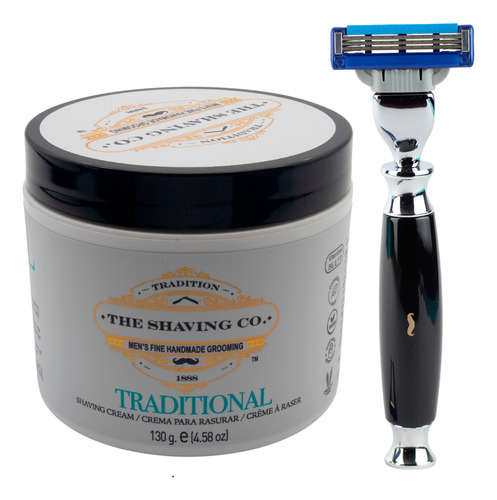 The Shaving Co Kit Rastrillo Negro Y Crema De Afeitar Menta