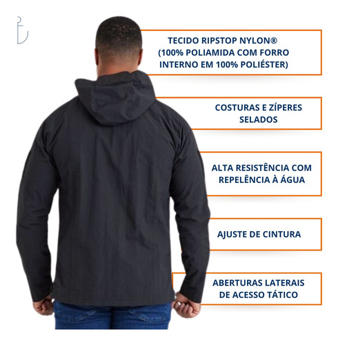 Jaqueta Masculina Tática Impermeável Capuz Square Invictus