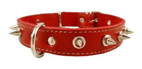 Real Cuero Rojo Especiado Collar De Perros Rojo 39e4i