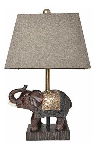 Lámpara De Mesa Festive Elephant Lt3305bwn, Marrón