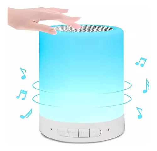 Bocina Bluetooth Y Lámpara De Mesa Led Recargable Touch