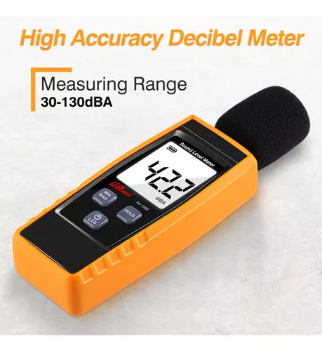 UOOD Medidor de decibelios Mini Medidor digital de nivel de sonido  Instrumento de medición de ruido Probador de monitoreo de decibelios con  rango de