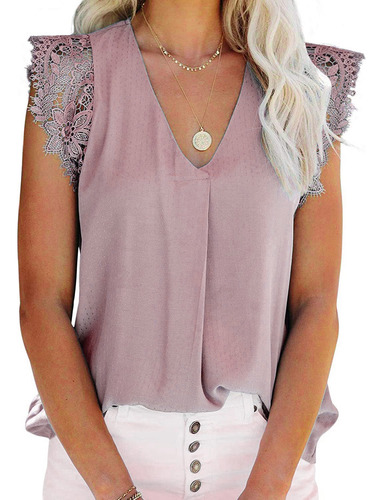 Camiseta Con Cuello En V Y Estampado Sin Mangas Con Chaleco