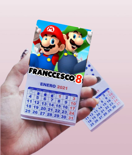 X25 Mini Calendarios Almanaques Souvenirs Cumple Mario Bros 