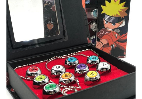 10 Piezas Akatsuki Miembro Anillo Cosplay Anime Naruto Plata