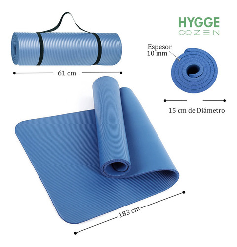 Imagen 2 de 10 de Colchoneta Mat Nbr 10mm Antideslizante Yoga Pilates Fitness