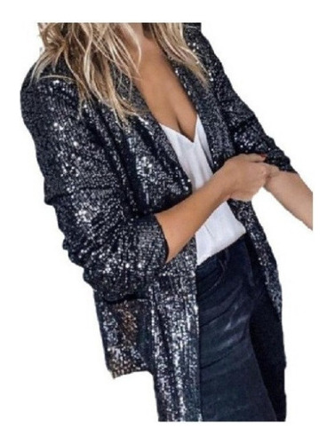 Chaquetas De Mujer Moda Lentejuelas Solapa Fiesta Casual