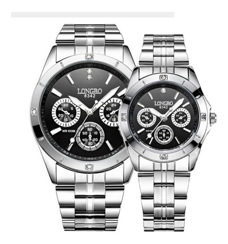 Reloj Novios Lb 8342 Por 2, Reloj Hombre Y Mujer, Acero