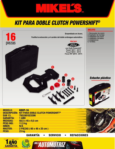 Kit Juego Para Doble Clutch Powershift Mikels Kdcp-16