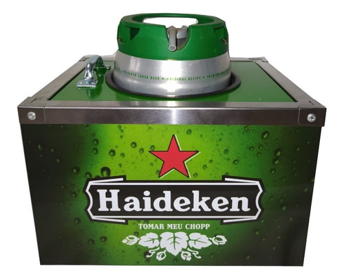 Imagem 1 de 3 de Porta Barril Chopp Heineken 5 Litros + 6 Porta Copos Gratis