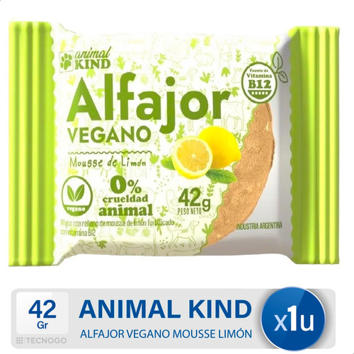 Alfajor Vegano Mousse Limon Animal Kind Dulce- Mejor Precio