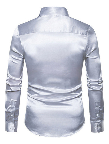 Camisa Manga Larga Hombre Camisa Brillante De Moda Informal