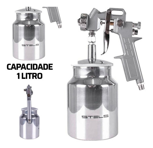 Imagem 4 de 5 de Pistola Para Pintura Por Sucção 1000m + Bicos 1.2, 1.5, 1.8