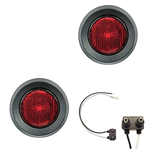 Par De 2 Marcadores Secundarios Led Rojo Redondas W 2 C...