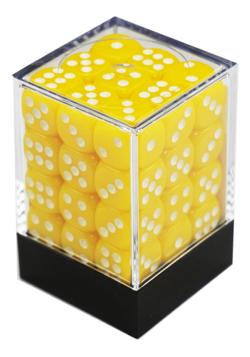 Central Dice - 36 D6 De 12mm: Opaco Amarelo E Branco