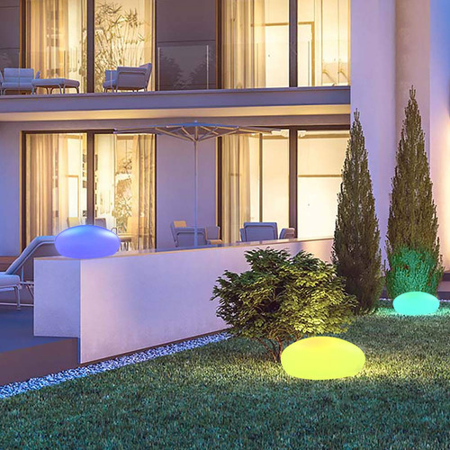 Luces Solares De Jardín Adoquín Rgb Impermeables Mmg
