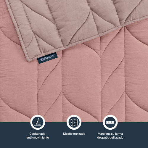 Edredón Duvet Trenzado King Size Con Fundas De Almohada Esquimal | Textura Tipo Lino, Palo De Rosa-rosa