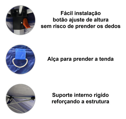 Kit 2 Tenda Gazebo Sanfonado 3x3 Com Proteção Silvercoating Cor Azul