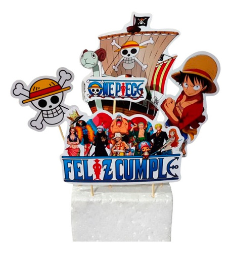 Adorno Torta Deco Feliz Cumple One Piece Luffy Going Merry