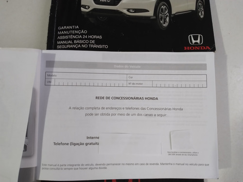 Manual Do Proprietário Hr-v 2017/2018 Cd (Usado)