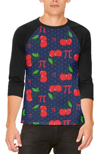 Cherry Pi Pattern Camiseta Raglán Para Blanco-negro X