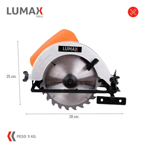 Sierra Circular Lumax Zgs-608 1300w 185mm 4500rpm C/disco Frecuencia 50hz