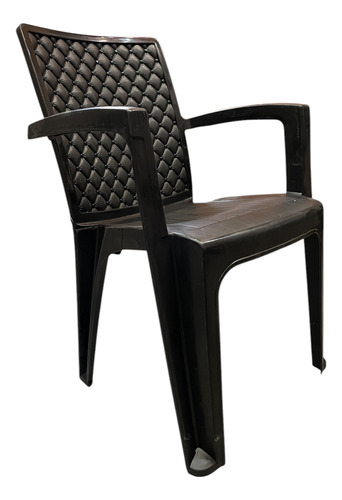 Silla De Plástico Rígida Resistente Con Reposabrazos Fija Plastico Negro Negro