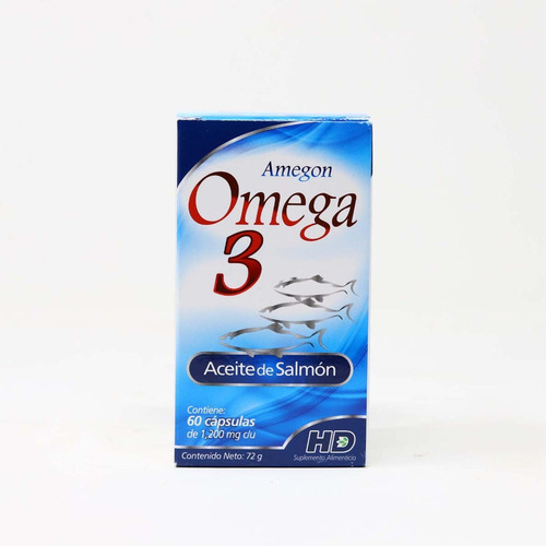 Amegon Omega 3 Aceite De Salmon 60 Capsulas 1200 Mg Hd Sabor Sin Sabor