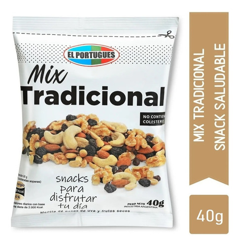 Snack Mix De Frutos Secos Tradicional X40gr - El Portugués