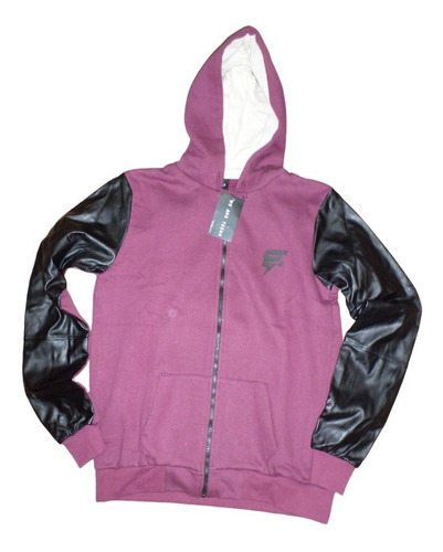 Hoodie Campera Cuerina En Las Mangas Con Capucha . Oferta