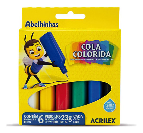 Cola Colorida Com 6 Cores 23g Acrilex