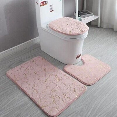 Set De Baño 3 Piezas Con Relieve Unicolor Tf.