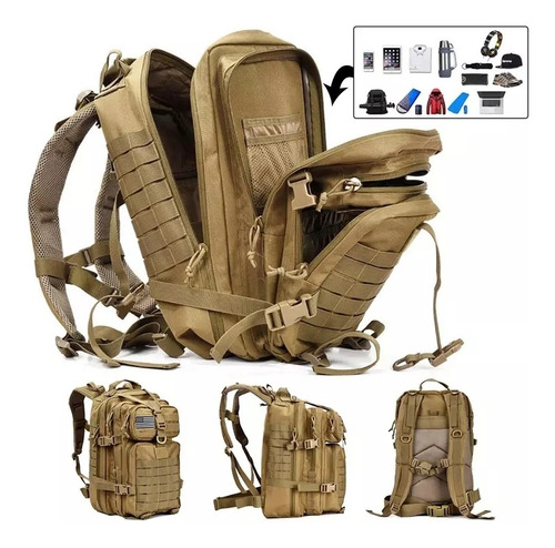 Mochila Táctica 50 Litros De Capacidad Con Sistema Molle